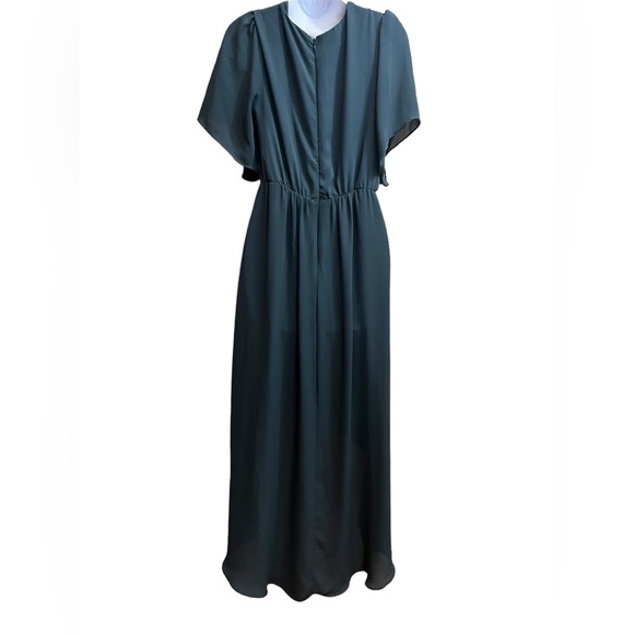 New York & Company green high low dress with flutter sleeves size S - Picture 2 of 3